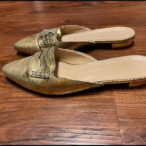 JCrew Gold Pointy Slides